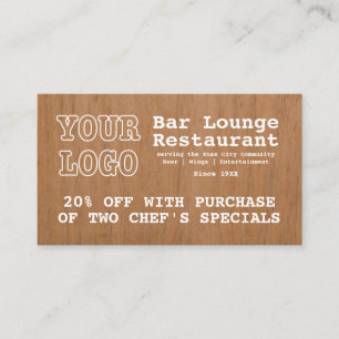 Rustic Add Logotyp Pub Longe Restaurant 20 % Off Rabattkort