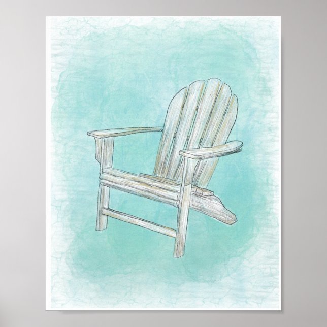 Rustic Adirondack Ordförande Kuststranden Canvas d Poster (Framsidan)