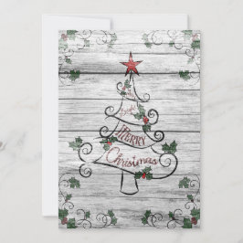 Rustic Åldras Barn Wood Julgran Holly Julkort
