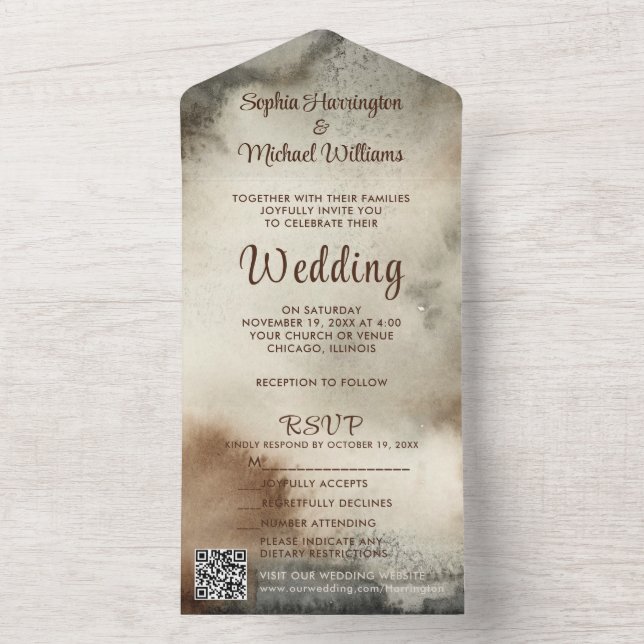 Rustic Allt i en bröllopsinbjudan, QR-kodens OSA (Inside)