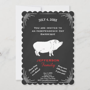 Rustic American 4:e juli BBQ Party Piggy Inbjudningar