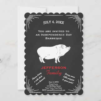 Rustic American 4:e juli BBQ Party Piggy Inbjudningar