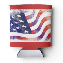 Rustic American Flagga Can Cooler