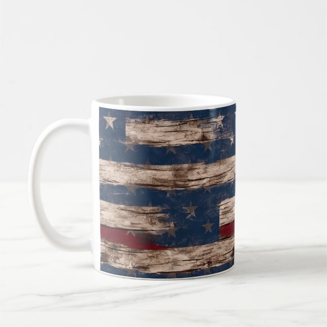 Rustic American Flagga Classic Mugg (Vänster)