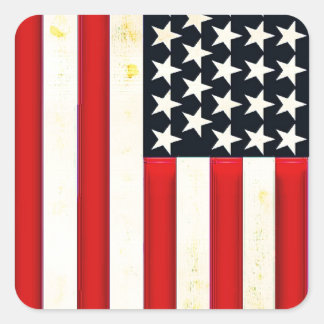 Rustic American Flagga Fyrkantigt Klistermärke