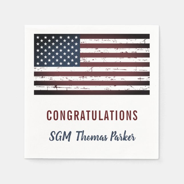 Rustic American Flagga Military Pension Party Pappersservett (Framsidan)