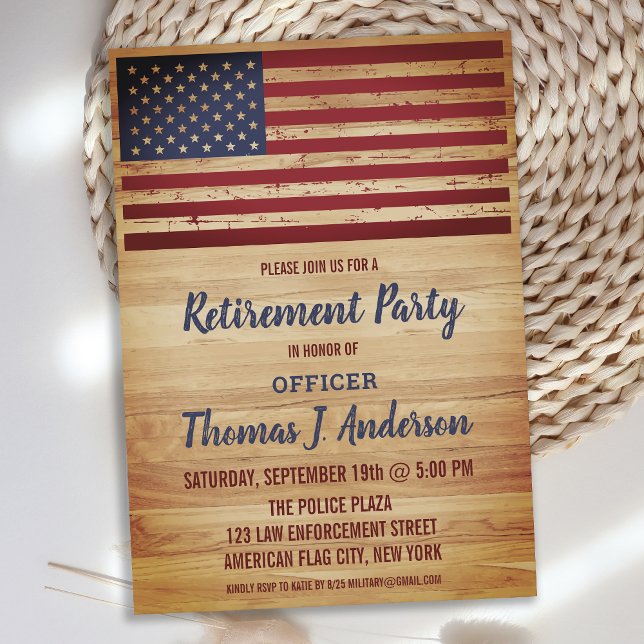 Rustic American Flagga Military Police Pension Inbjudningar (Skapare uppladdad)