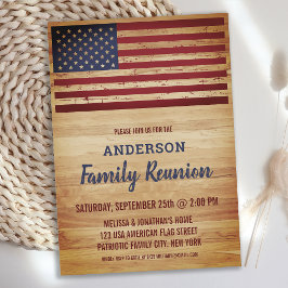 Rustic American Flagga Patriotic Family Reunion Inbjudningar