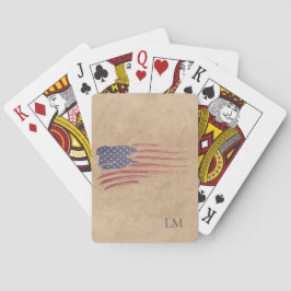 Rustic American Flagga Patriotic Monogram Casinokort