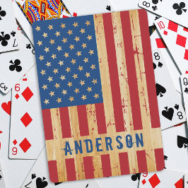 Rustic American Flagga Personlig Wood Patriotic Casinokort