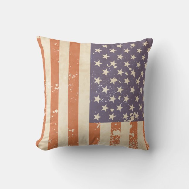 Rustic American Flagga Pillow Kudde (Framsida)