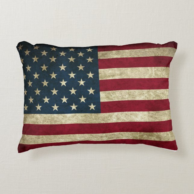 Rustic American Flagga Pillow Prydnadskudde (Framsidan)