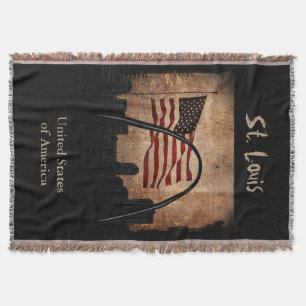 Rustic American Flagga St. Louis Skyline Landmark Mysfilt