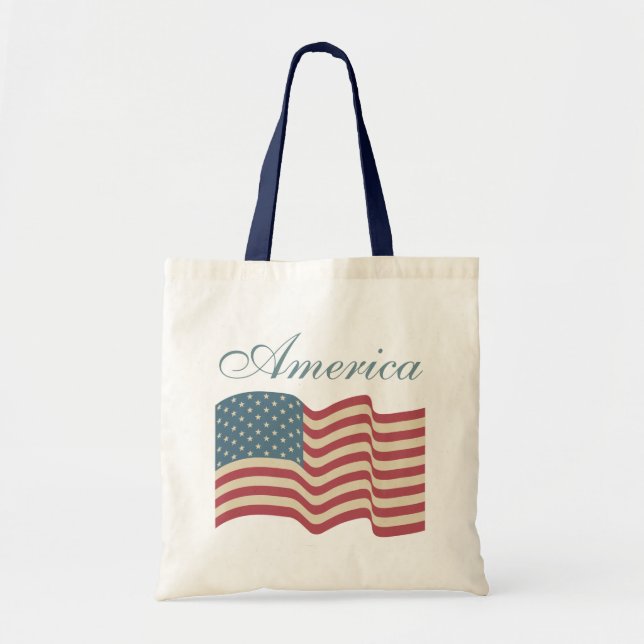 Rustic American Flagga Tote Bag Tygkasse (Framsidan)