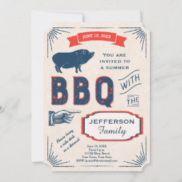 Rustic American Summer BBQ Party Inbjudningar