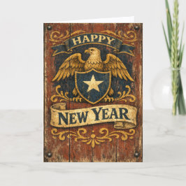 Rustic Americana Eagle Shield New Year Helgkort