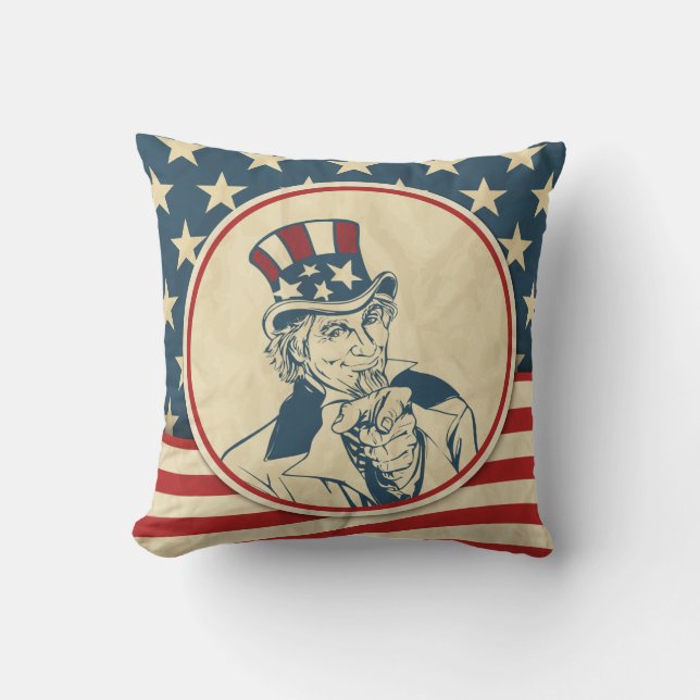 Rustic Americana farbror Sam Patriotic Kudde (Framsida)