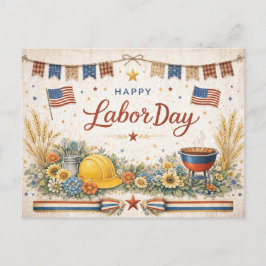 Rustic Americana Happy Labor Day Helg Vykort