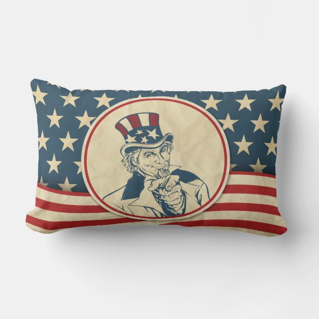 Rustic Americana Patriotic farbror Sam Lumbarkudde (Framsida)