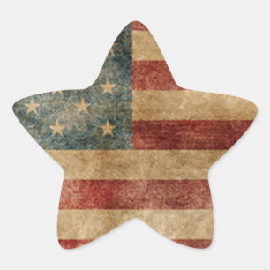 rustic americana,USA flagga,grunge,vintage,traditi Stjärnformat Klistermärke