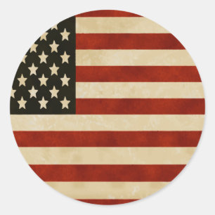 Rustic Americana Vintage American Flagga Runt Klistermärke