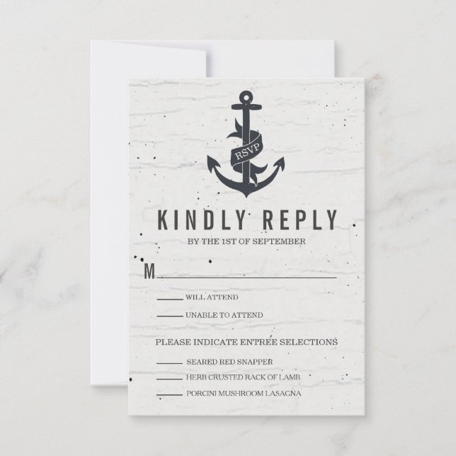 Rustic Anchor Bröllop OSA Card Kort (Framsida)