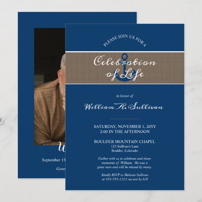 Rustic Anchor Nautical Photo Firande of Life Inbjudningar (Fram/baksida)