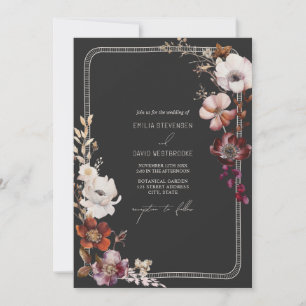 Rustic Anemone Hand plockade Gräns Blommigt Bröllo Inbjudningar