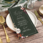 Rustic Anemone Hand plockade Gräns Grönt Bröllop Meny<br><div class="desc">Rustik anemondesign på översta högerna och grund lämnat av beige hand plockade gräns över gröntens bakgrund.</div>