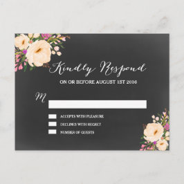 Rustic Anemones Chalkboard Inbjudan Vykort