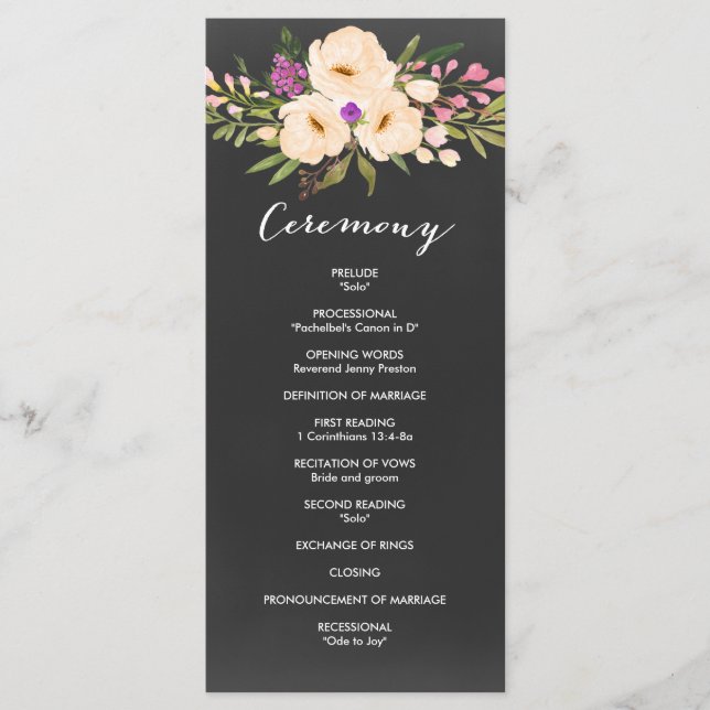 Rustic Anemones Chalkboard Program (Framsida)