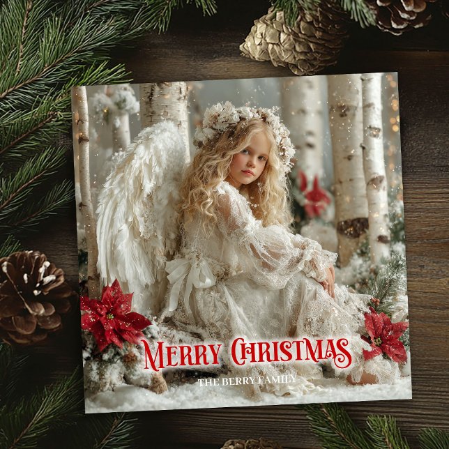Rustic angel digital Christmas classic greeting   Julkort (Rustic angel digital Christmas classic greeting card)