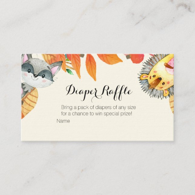 Rustic Animal Baby Shower - Diaper Raffle Card Tilläggskort (Framsida)