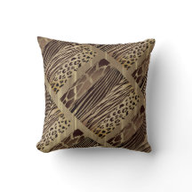 Rustic Animal Brown tryckt Zebra Rand Pillow