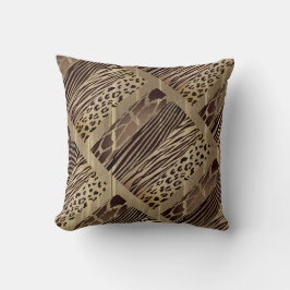 Rustic Animal Brown tryckt Zebra Rand Pillow Kudde