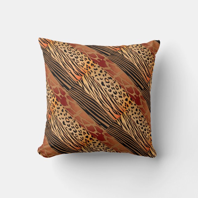 Rustic Animal Patchwork Zebra Rand Pillow Kudde (Framsida)