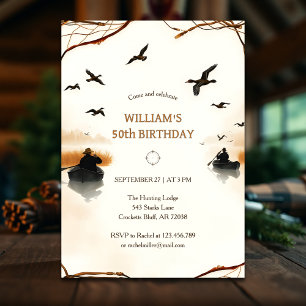 Rustic Anka Hunting Birthday Inbjudningar
