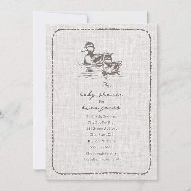 Rustic Ankor Doodle Neutralt Baby Shower Inbjudningar (Framsida)