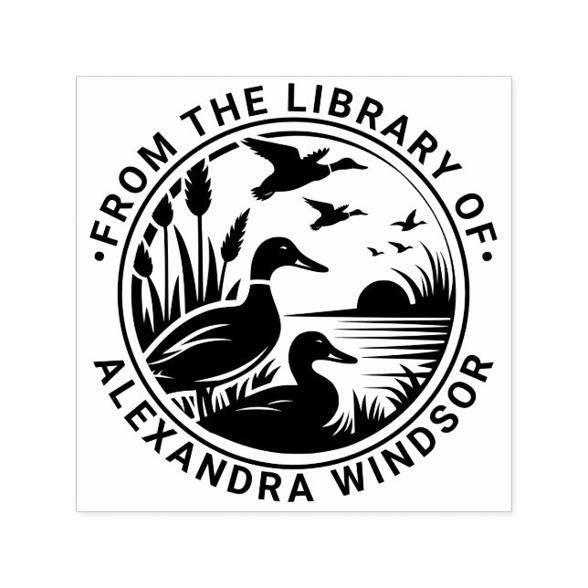 Rustic Ankor i Reeds Bibliotek Bok Namn Självfärgande Stämpel (Design)