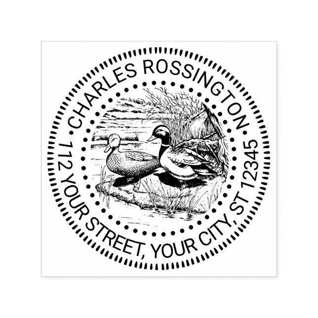 Rustic Ankor vid Vatten Kant Namn Returadress Självfärgande Stämpel (Design)