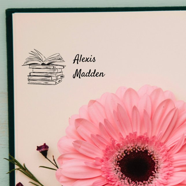 Rustic-anpassat namn | Bibliotek Bok Självfärgande Stämpel (.)