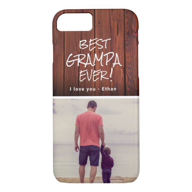 Rustic Anpassningsbar Photo Best Grampa Grandfathe Case-Mate iPhone Skal (Baksida)