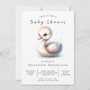 Rustic Anpassningsbar Svan Baby Shower Inbjudningar
