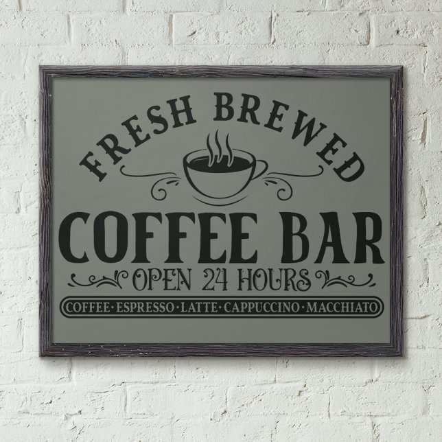 Rustic Antique Black och Grått Coffee Pub Fototryck (Skapare uppladdad)