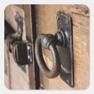 Rustic Antique Door Drag and Latch Fyrkantigt Klistermärke