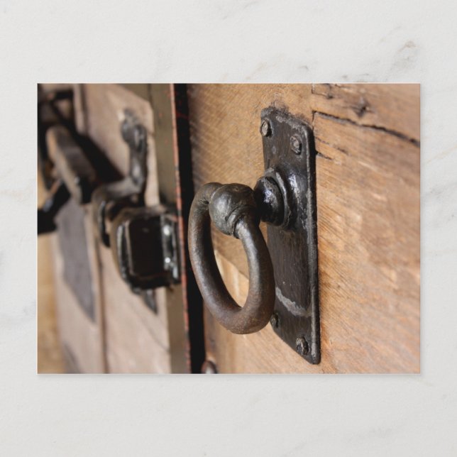 Rustic Antique Door Drag and Latch Vykort (Framsida)