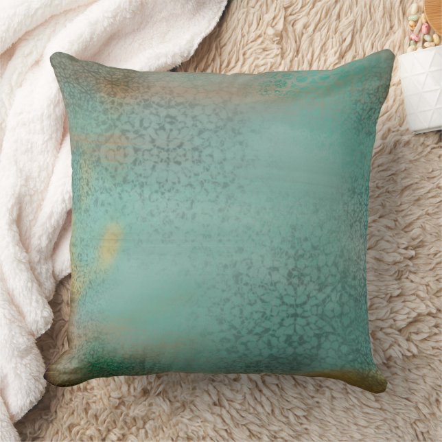 Rustic Antique Farmhouse Stil Teal Faux Snöre Kudde (Filt)