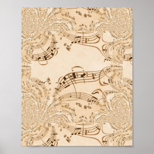 Rustic Antique Musik noter Poster