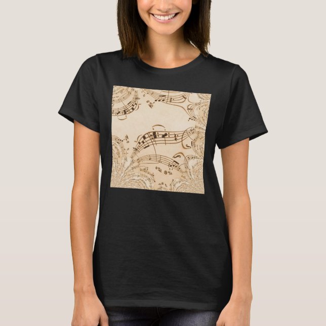 Rustic Antique Musik noter T Shirt (Framsida)