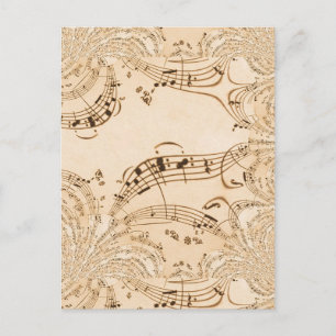 Rustic Antique Musik noter Vykort
